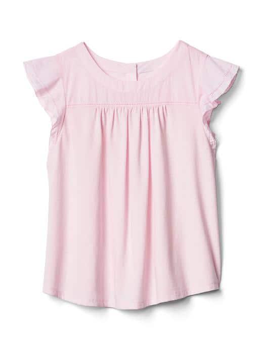 Gap Women Lace Trim Flutter Top - Light Peony