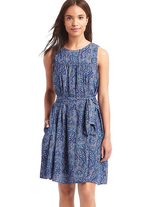 Gap Women Shirred Swing Dress - Light Blue/navy