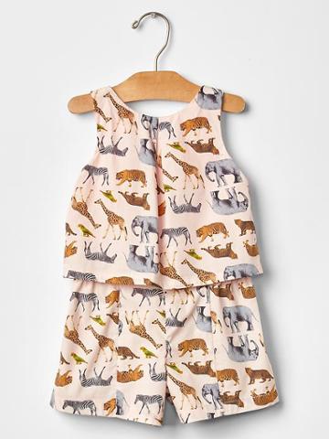 Gap Safari Animals Two Piece Romper - Animal Print