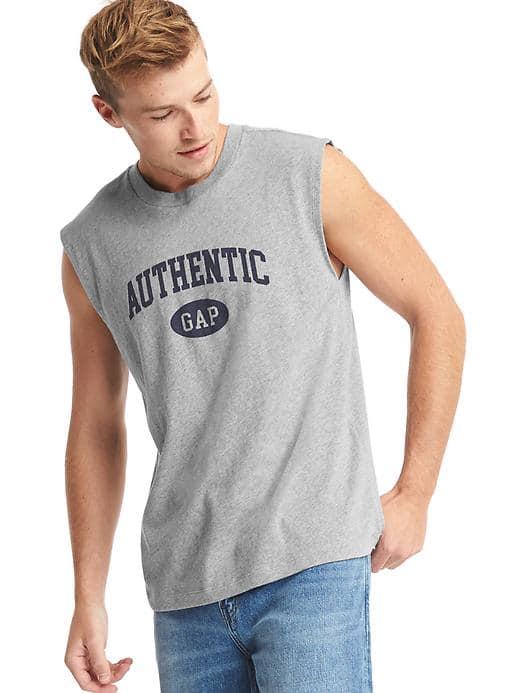 Gap Men The Archive Re Issue Logo Sleeveless Tee - New Heather Grey