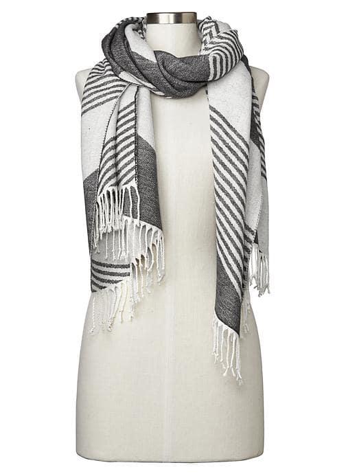 Gap Women Cozy Colorblock Stripe Scarf - Snow Cap