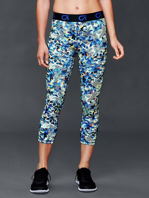 Gap Gfast Trainer Mesh Panel Capris - Light Blue/navy