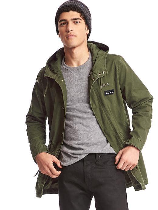 Gap Men X Red Patchwork Hooded Parka - Holly