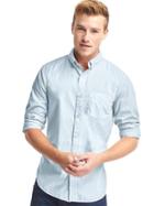 Gap Men True Wash Poplin Solid Standard Fit Shirt - Essential Blue