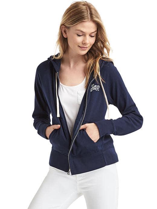 Gap French Terry Logo Zip Hoodie - Dark Night
