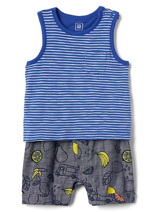 Gap Print Double Layer Tank One Piece - Matisse Blue