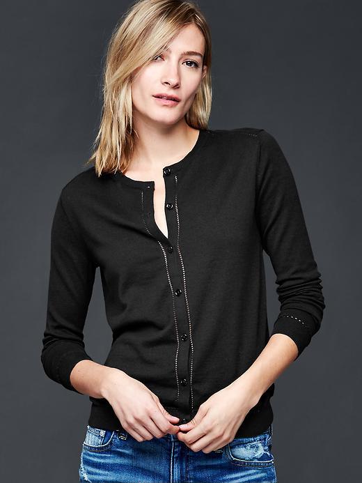 Gap Pointelle Cardigan Sweater - True Black Knit