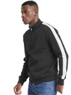 Gap Men Double Knit Sleeve Stripe Track Jacket - True Black