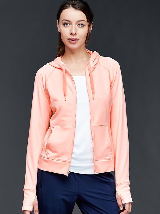 Gap Women Gapfit Breathe Terry Zip Hoodie - Neon Peach