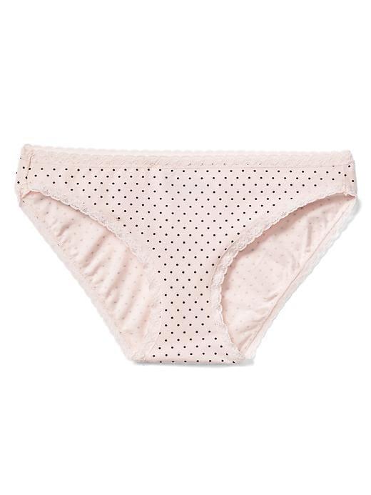 Gap Women Lace Trim Low Rise Bikini - Dot Lt Pink