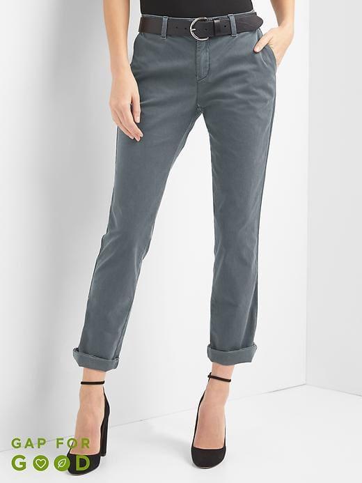 Gap Girlfriend Twill Stripe Chinos - Washed Black