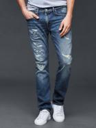 Gap Men Authentic 1969 Destructed Slim Fit Jeans - Medium Super Repair