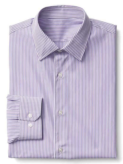 Gap Men Supima Cotton Slim Fit Shirt - Awning Stripe Lilac