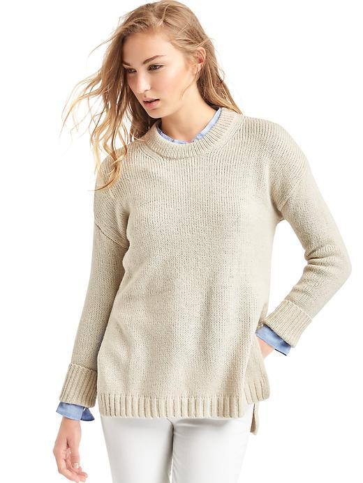 Gap Women Side Slit Crewneck Sweater - Sand