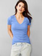 Gap Women Modern V Neck Tee - Cabana Blue