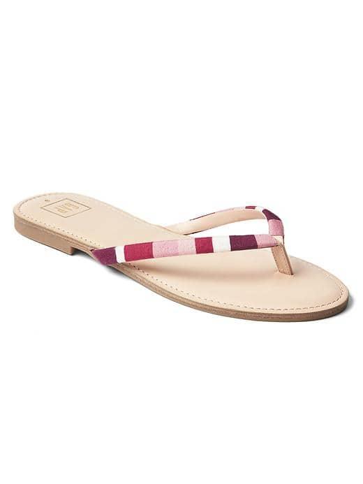 Gap Women Leather Print Flip Flops - Pink