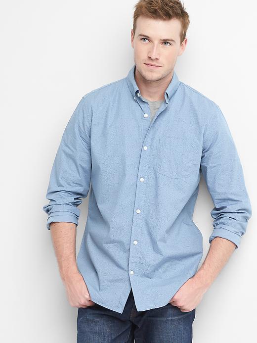 Gap Men True Wash Poplin Overdye Standard Fit Shirt - Sky Blue