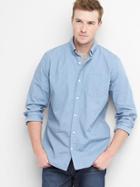 Gap Men True Wash Poplin Overdye Standard Fit Shirt - Sky Blue