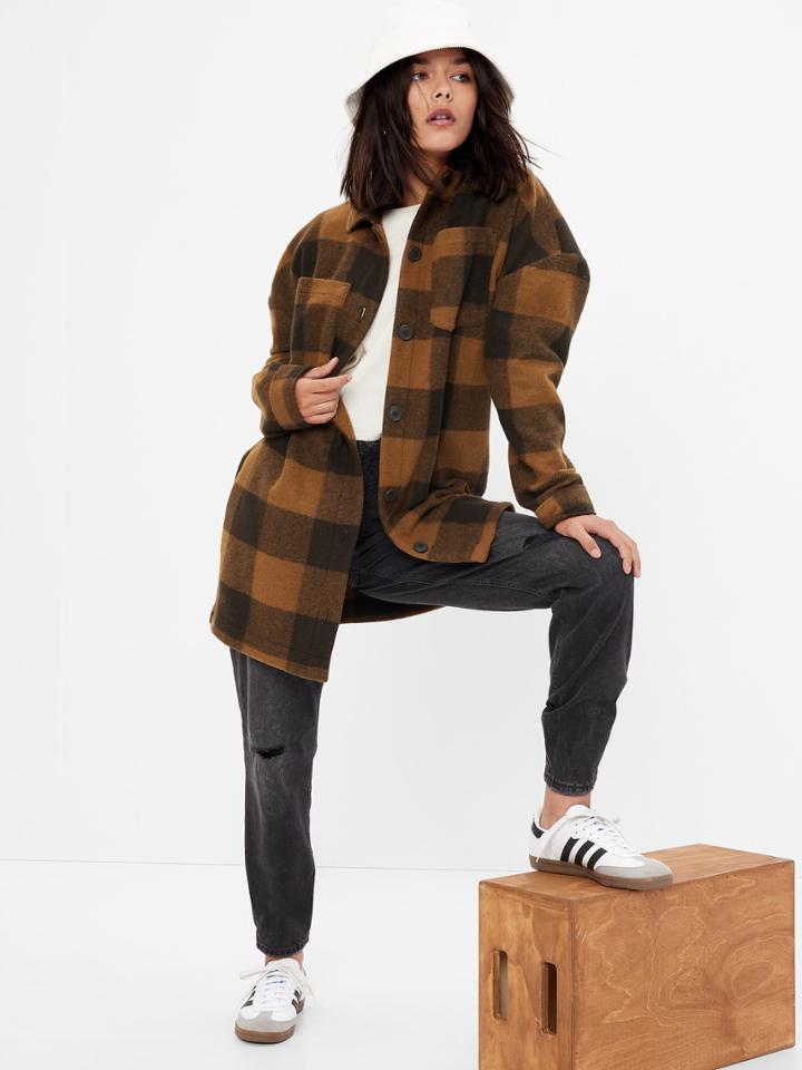 Teen Oversized Plaid Shirt Jacket
