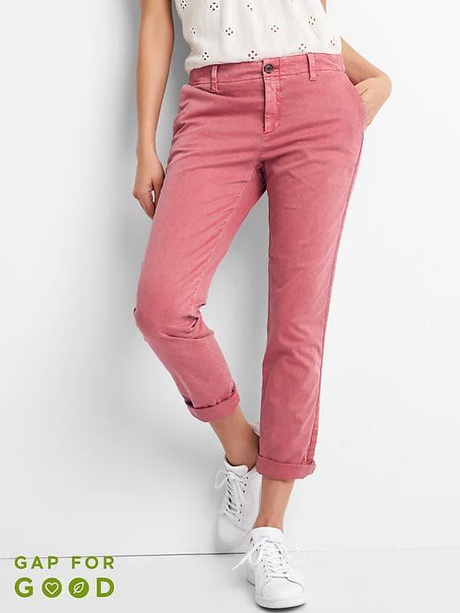 Gap Girlfriend Twill Stripe Chinos - Red Sequoia
