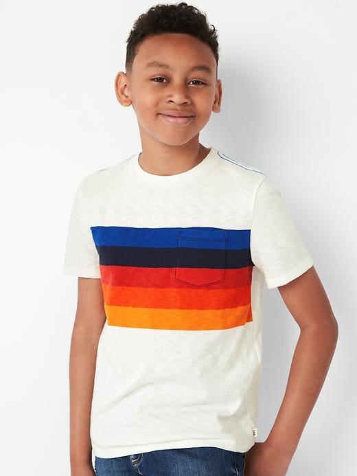 Gap Chest Stripe Pocket Slub Tee - New Off White