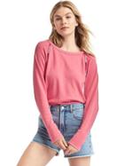 Gap Women French Terry Embroidered Pullover - Pink Kiss