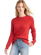 Gap Women Wavy Cable Knit Sweater - Red