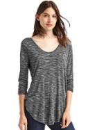 Gap Women Scoop Neck Long Sleeve Tunic - Space Dye Grey Marl