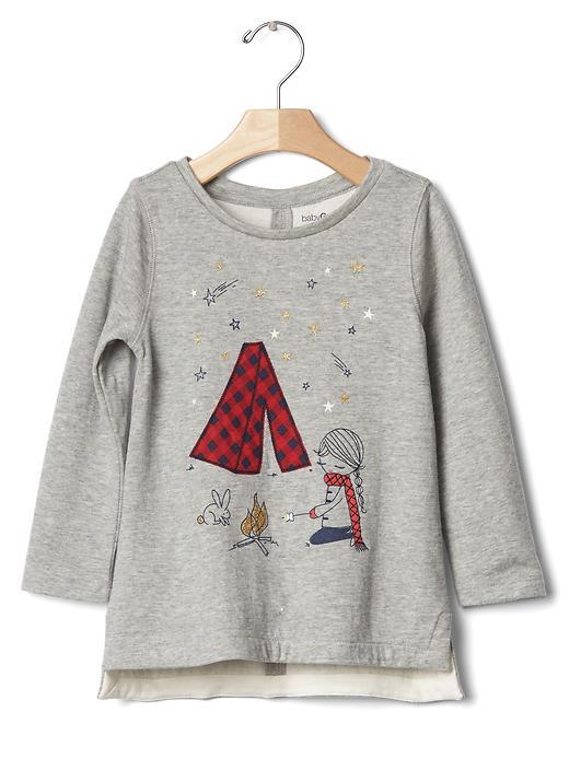 Gap Embellished Star Gazing Tee - Light Heather Gray