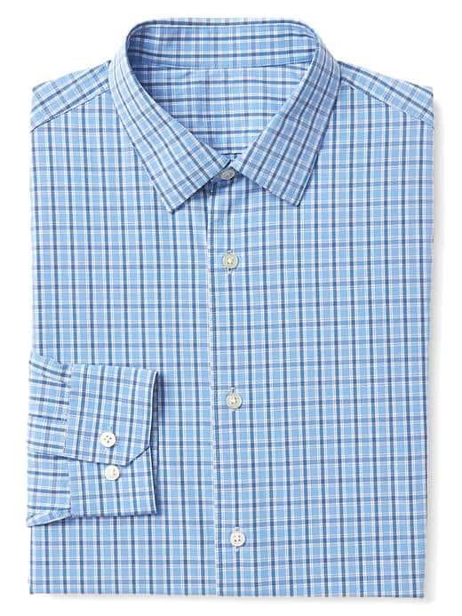 Gap Men Poplin Window Pane Shirt - Royal Blue