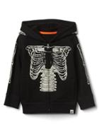 Gap Halloween Glow In The Dark Skeleton Zip Hoodie - True Black