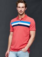 Gap Men Multi Stripe Pique Polo - Orange Stripe