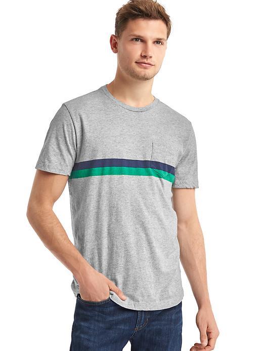 Gap Men Double Stripe Crew Tee - Grey Heather