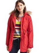 Gap Women Hooded Down Parka - Red Sunset