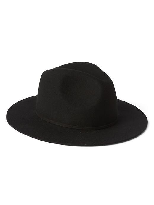Gap Women Wool Flat Brim Fedora - True Black