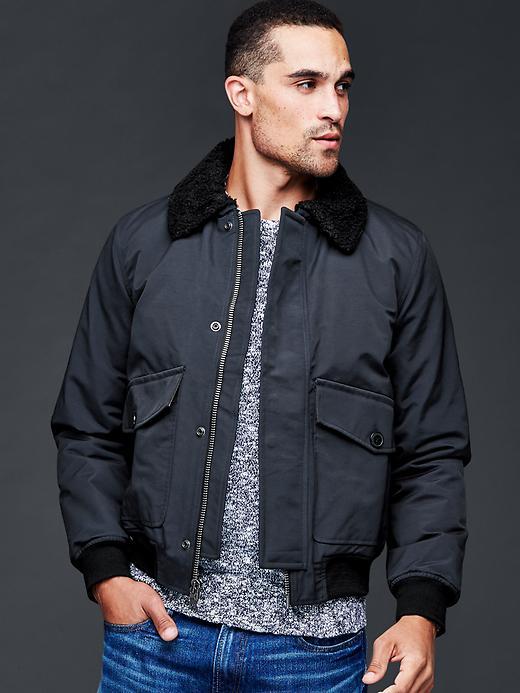 Gap Men Nylon Aviator Jacket - Deep True Navy