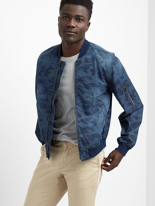Gap Denim Camo Bomber Jacket - Blue Camo