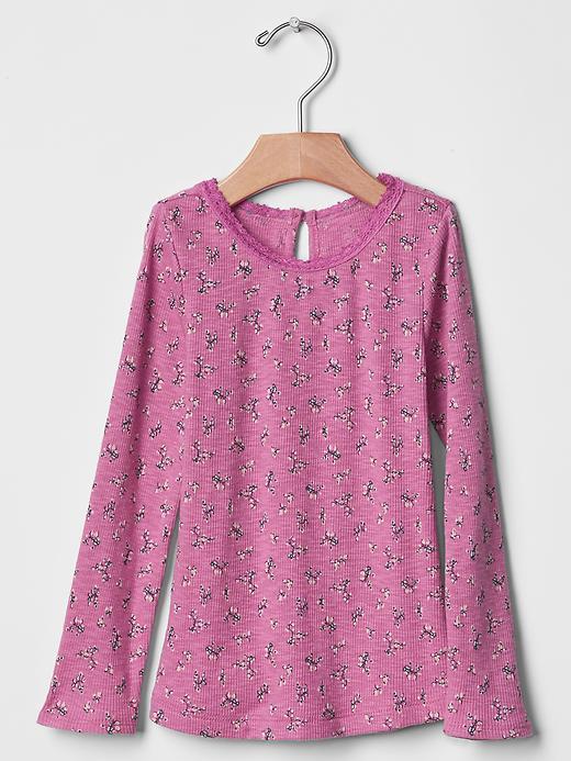 Gap Ribbed Crochet Trim Tee - Raspberry Glaze 630