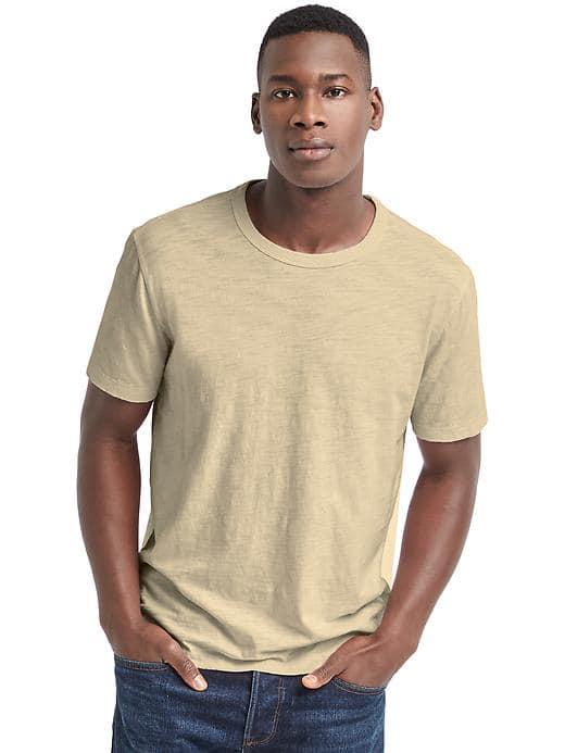 Gap Men Slub Jersey Crewneck Tee - Iconic Khaki