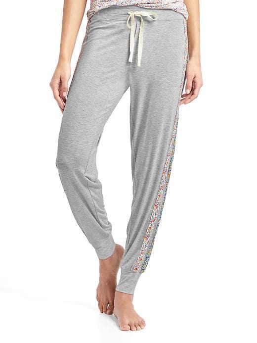 Gap Women Mix And Match Print Sleep Joggers - Light Heather Gray