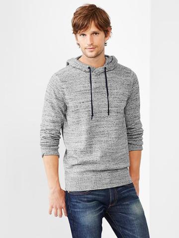 Gap Men Marled Hooded Sweater - Medium Grey Heather
