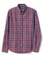 Gap Men True Wash Plaid Standard Fit Shirt - Weathered Red