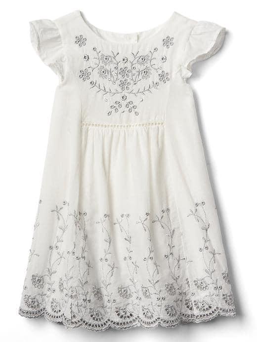 Gap Shimmer Eyelet Flutter Dress - Ivory