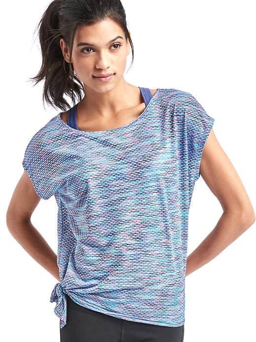 Gap Women Side Tie Honeycomb Spacedye Tee - Blue Multi