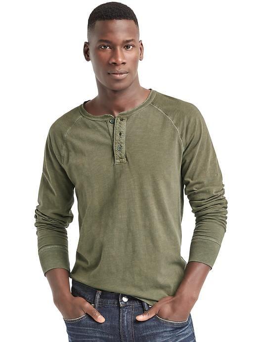 Gap Men Slub Jersey Henley - Holly