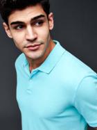Gap Men Solid Pique Polo - Turquoise