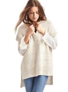 Gap Women Hooded Short Sleeve Poncho - Oatmeal Heather