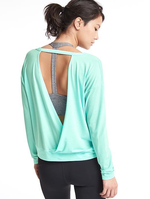 Gap Women Gapfit Breathe Cutout Long Sleeve Tee - Bleached Aqua