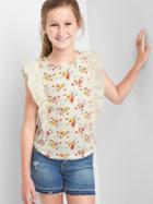 Gap Print Ruffle Ladder Lace Tee - Ivory Frost
