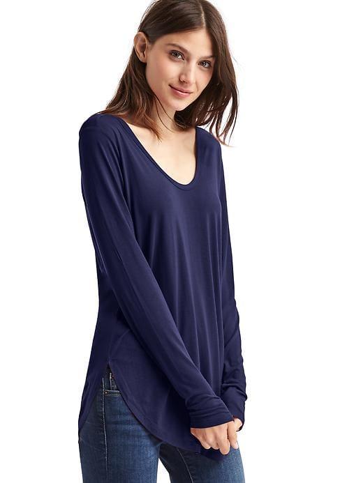 Gap Women Scoop Neck Long Sleeve Tunic - Dark Night